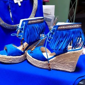 Mi.iM High wedge royal blue espadrilles